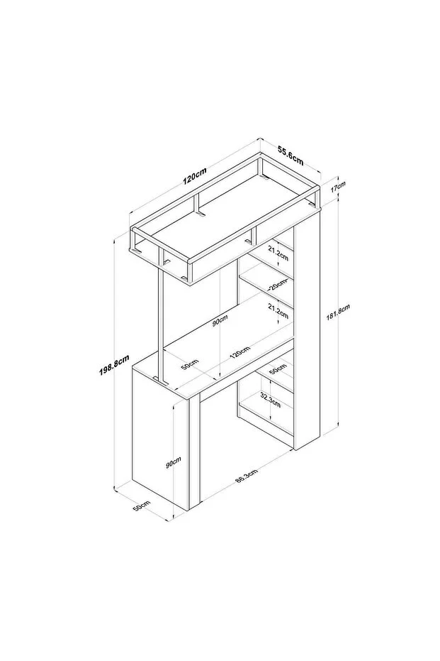 Raflı Bar Masası – Sepet Ceviz